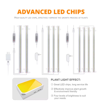 Indoor Led Grow Light Strips 40W Phytolamp for Plants 4Pcs Bars Full Spectrum White Led Timer Phyto Lamp Hydroponic Dimmable Bar - Image 3