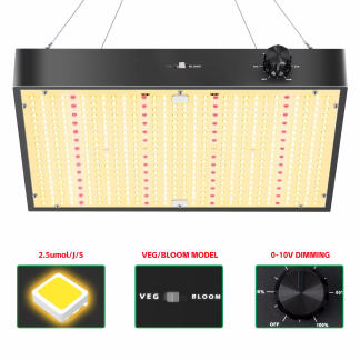 200W LED Grow Light Full Spectrum Dimmable Plant Light 2.5Umol Growing Lamp for Indoor Plant Flower