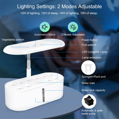 Hydroponics Growing System Indoor Garden Herb Garden Kit Indoor with LED Grow Light Quiet Smart Water Pump Automatic Timer Plant - Image 3